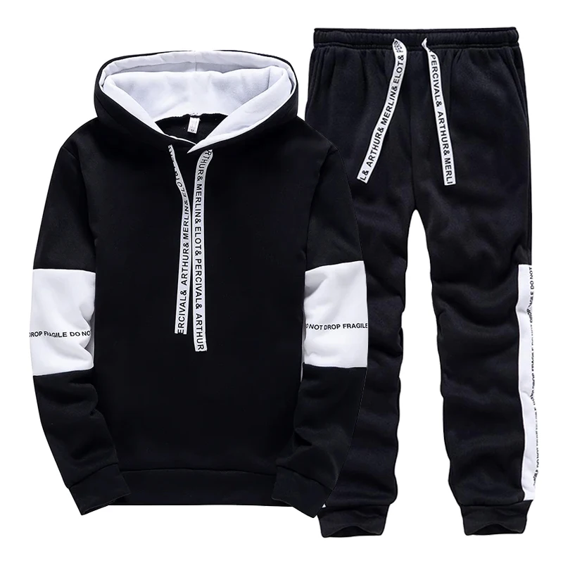 Winter Clothing Men - Black White Men's Tracksuit Fashion Casual