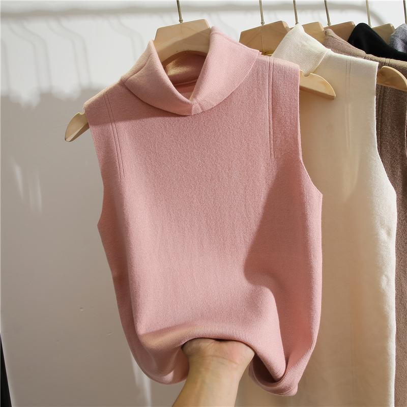 Winter Clothing Essentials For Women - Turtleneck Sleeveless Slim Fit Knit Top