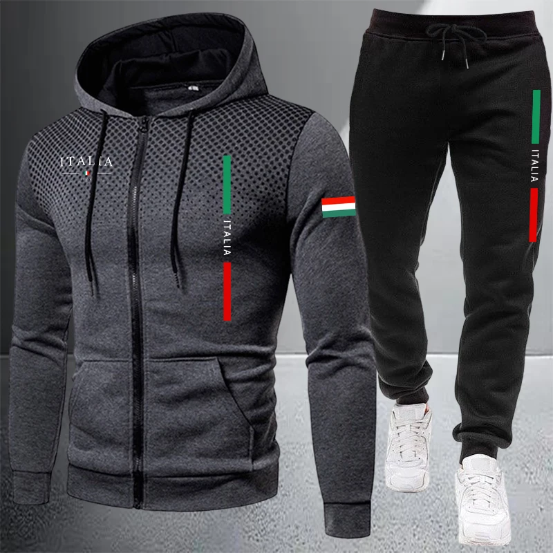 Winter Clothing Equipment - Men's Tracksuit Casual Zip Hooded Sweatshirt