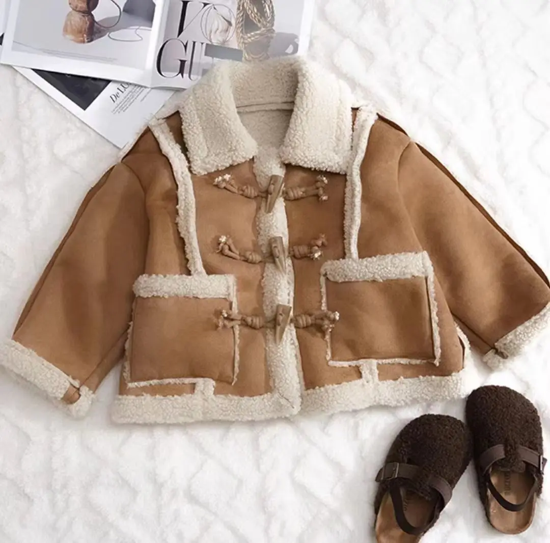 Winter Clothing Boys - Khaki/Pink Girls Boys Winter Fake Fur
