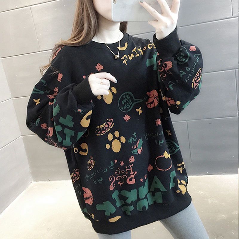 Winter Clothing Essentials For Women - Casual Printed Loose Women's Sweatshirts Y2k