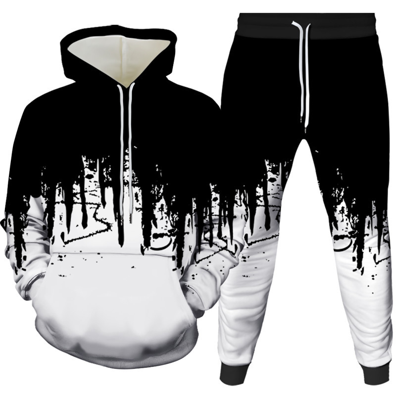 Winter Clothing Men - Ink Painting 3D Printed Hoodie Pant