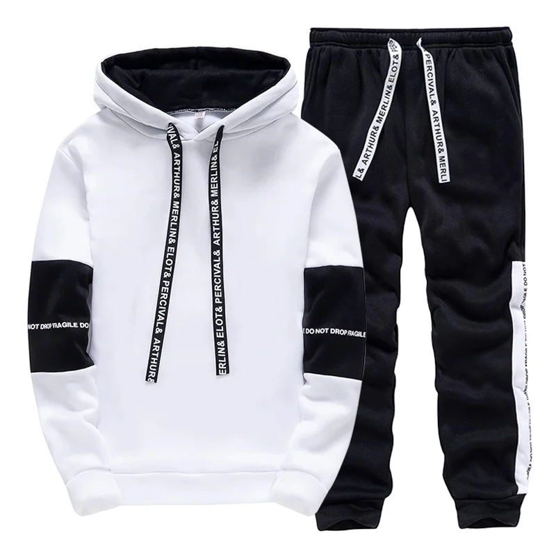 Black White Men's Tracksuit Fa - Winter Clothing Men 评论和价格