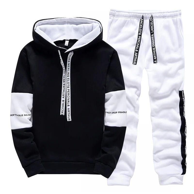 Black White Men's Tracksuit Fa - Winter Clothing Men 评论和价格