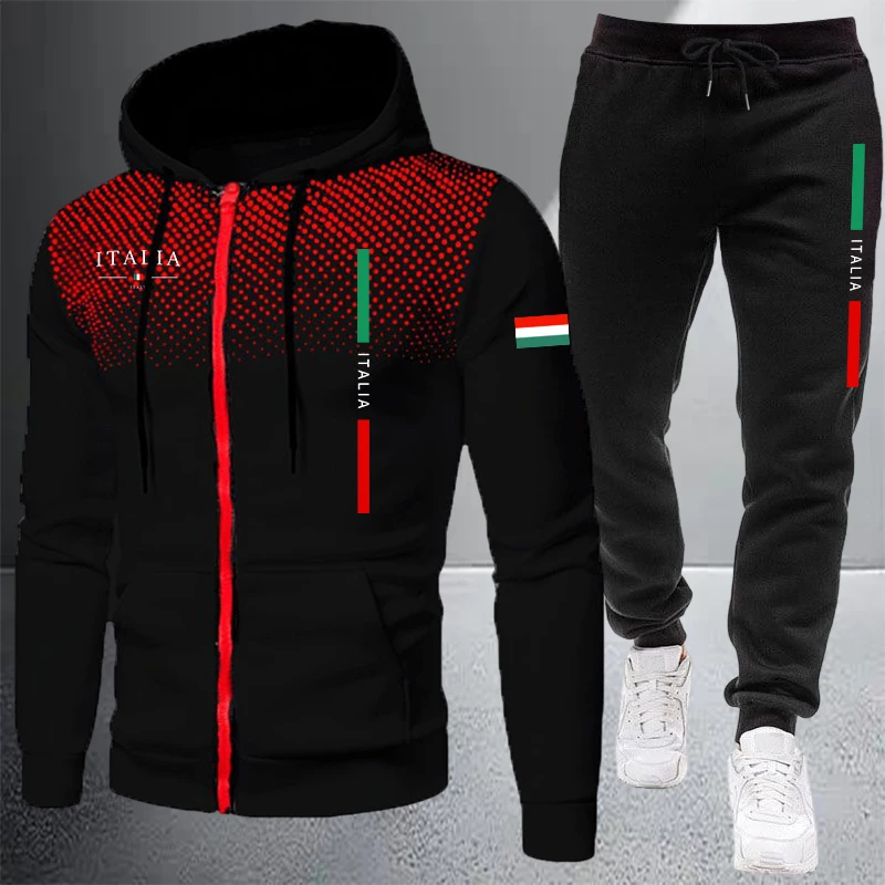 Men's Tracksuit Casual Zip Hoo - Winter Clothing Equipment 评论和价格