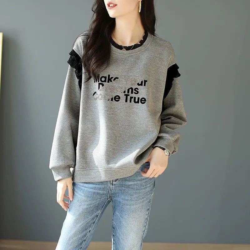 Loose Grey Woman Pullover Tops - Winter Clothing Essentials For Women 评论和价格