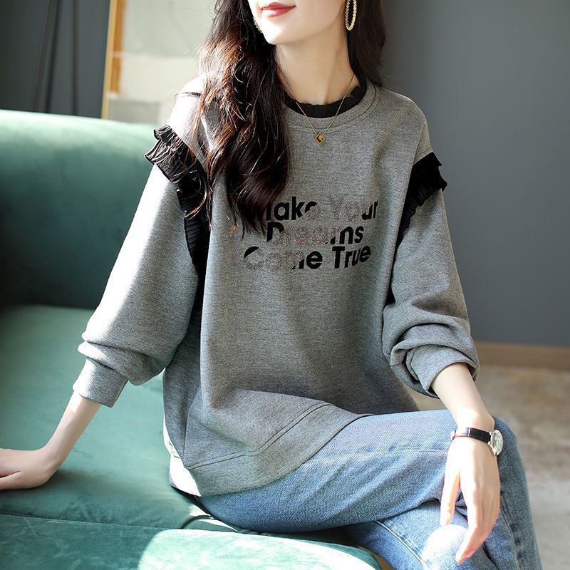 Loose Grey Woman Pullover Tops - Winter Clothing Essentials For Women 评论和价格